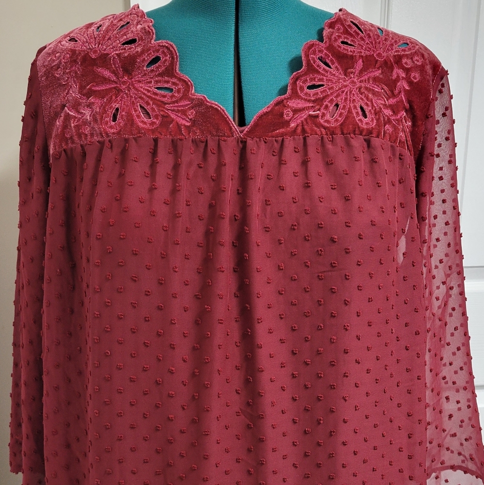 Style & Co Burgandy Blouse 2x